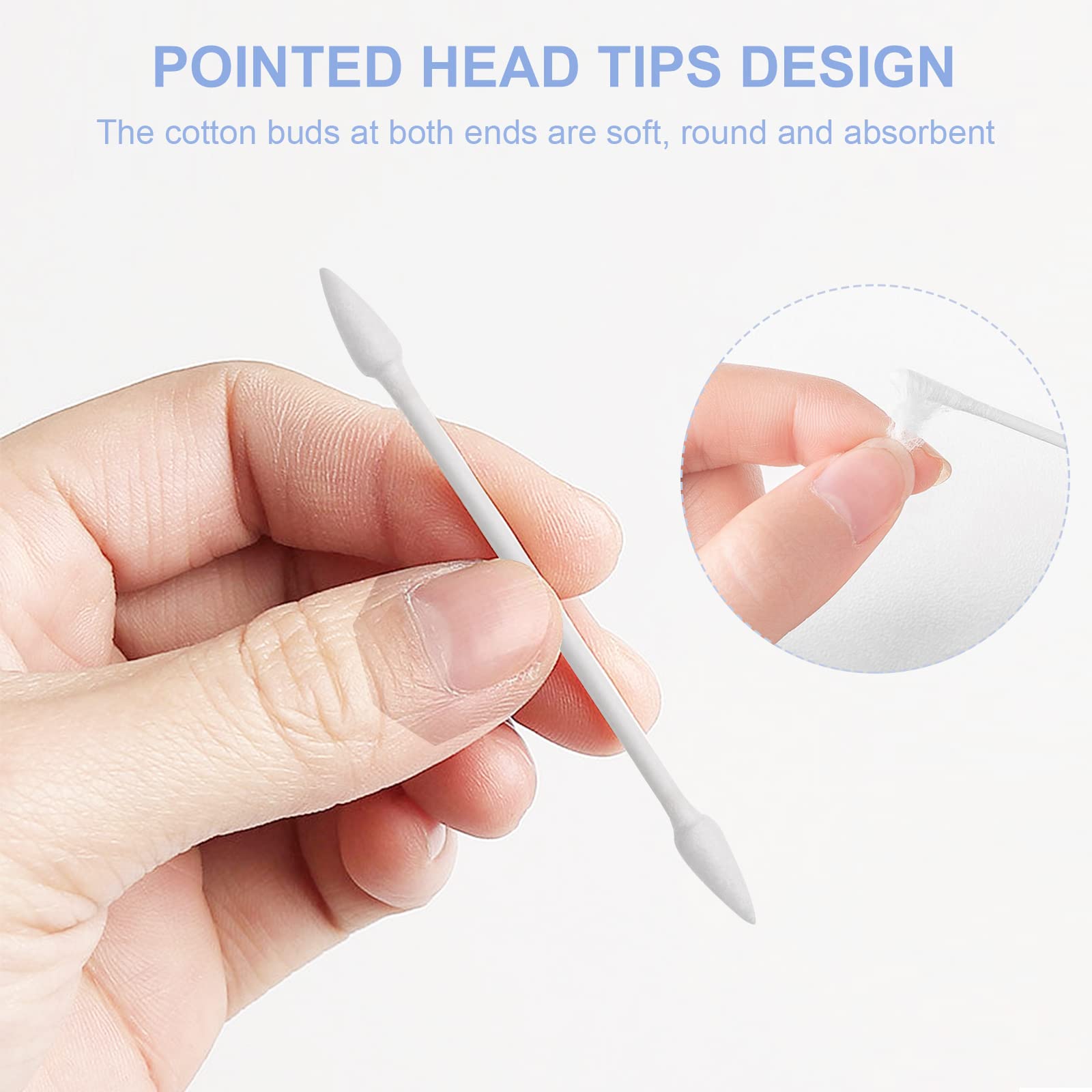 Cayxenful 800Pcs Double Pointed Cotton Swabs for Makeup - Precision Tip with Paper Sticks
