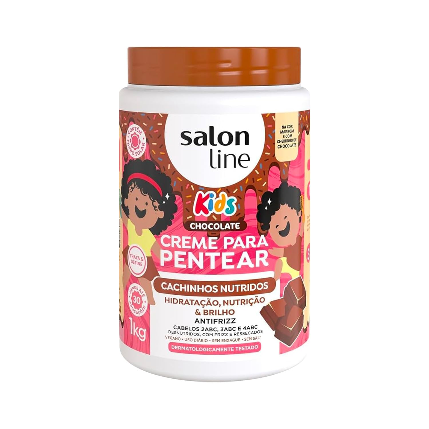 Salon Line - Linha Creme para Pentear (Kids) - Cachinhos Nutridos Chocolate 1 Kg - (Combing Cream (Kids) - Nourished Curls Choco