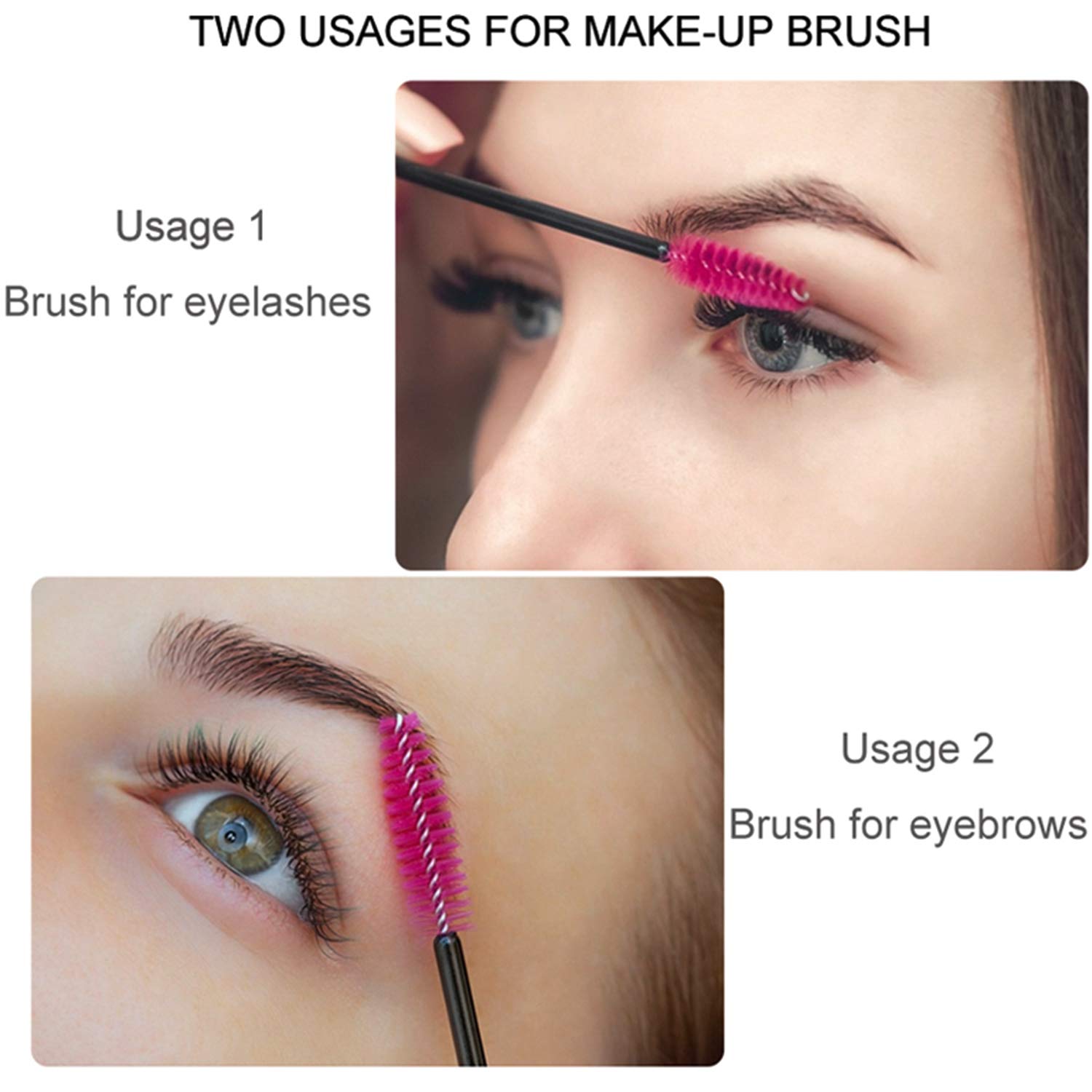 GUMIKE 100PCS Disposable Eyelash Mascara Brushes - Plastic, Rose Color for Eyelash Extension, Eyebrow & Makeup Applications