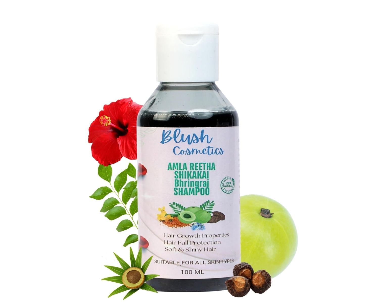 Blush Cosmetics Herbals Shreekesha Amla Reetha Shikakai Shampoo For Thick & Strong Hair, Damage Control, Hair Growth & Hair Fall