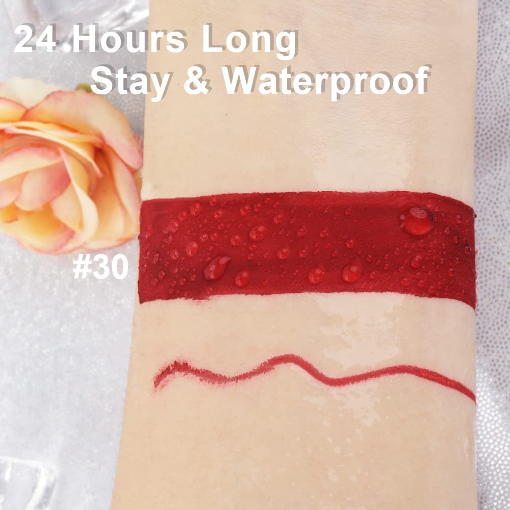 Evpct Dnm 2Pcs Dark Oxblood Red Matte Lip Liner And Lipstick Combo Lip Gloss Stains Pencil Makeup Set Women Long Lasting 24 Hour