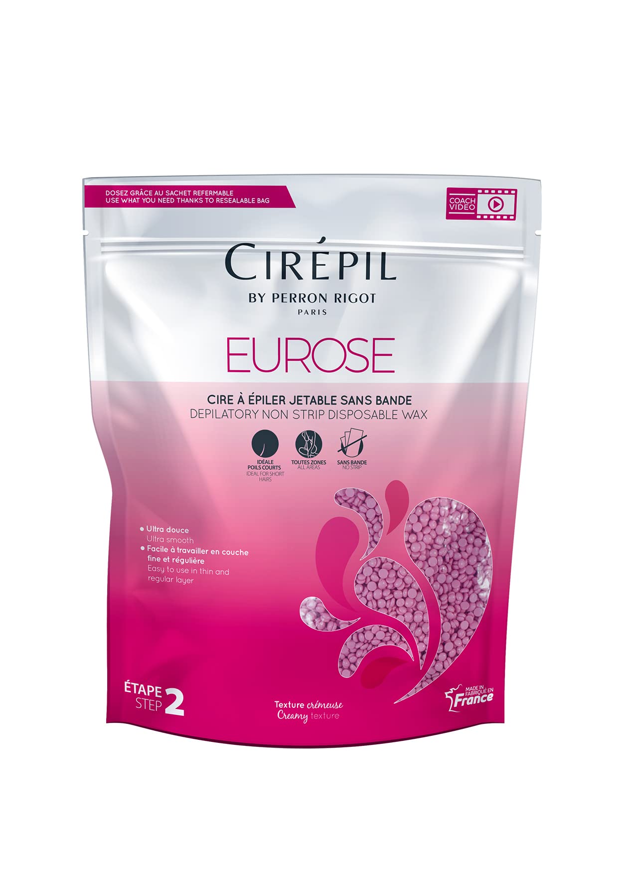 Cirepil - Eurose - 800g / 28.22 oz Wax Beads Bag - All-Purpose & Unscented - Ultra Smooth & Creamy Texture - Perfect for Short H