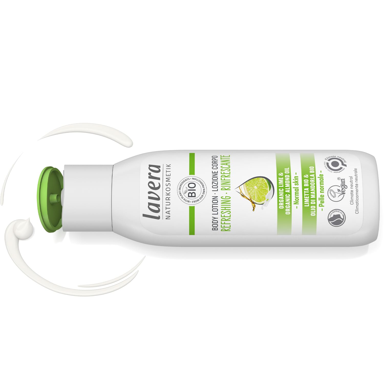 Lavera Body Lotion Refreshing - Body Milk With Organic Lime & Almond Oil Fragrance - Body Milk For Normal Skin - Peta Certified