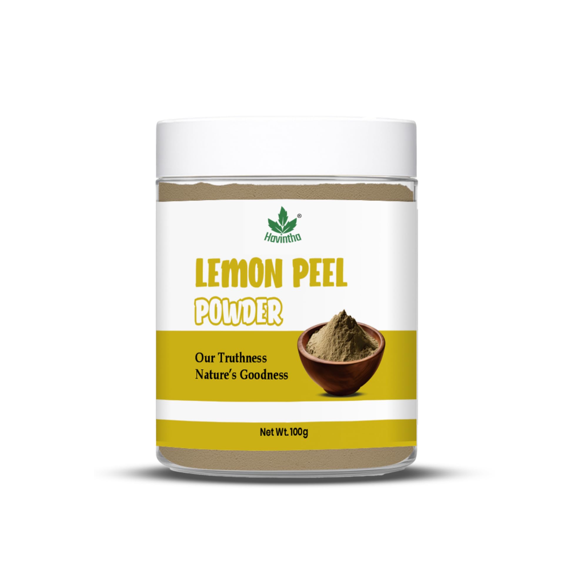 Havintha 100% Natural Lemon Peel Powder For Face 100G | Brighter Skin, Reduce Dark Circles Face Pack, Scrubbing, Cleanser, Brig