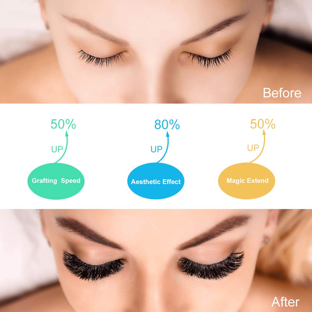 Easy Fan Volume Lashes c-005-9 Volume Lash Extensions Rapid Blooming Lashes 9 to 20 mm Mega Volume Lash Extensions c D curl Flow