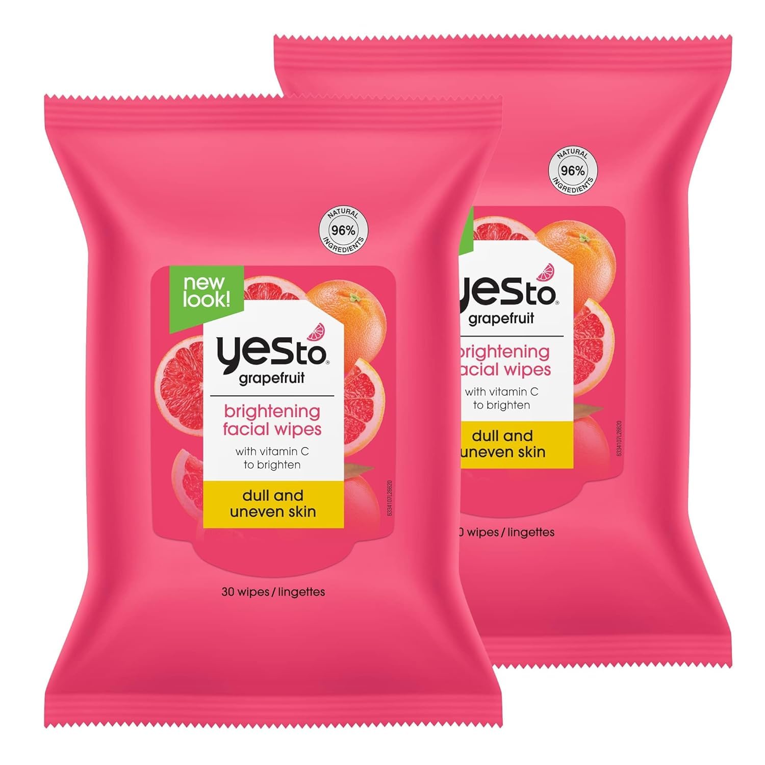 Yes To Face Wipes for Women and Men, Grapefruit Facial Cleansing Cloths for Makeup Removal, Daily Cleansing & Soothing - Vitamin