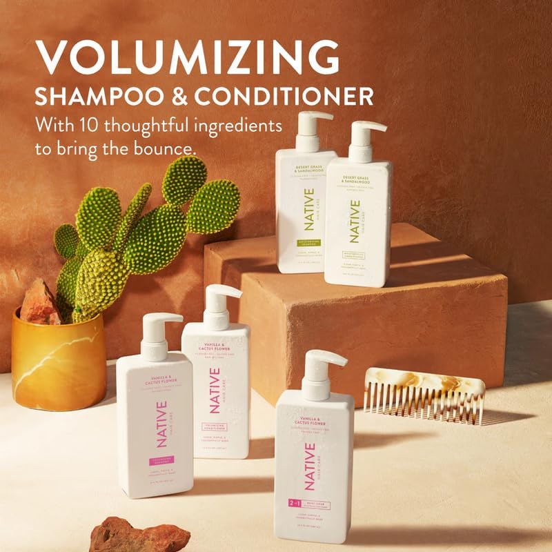Native Desert Grass & Sandalwood Shampoo and Conditioner Contain Naturally Derived Ingredients | All Hair Types, Color & Treated