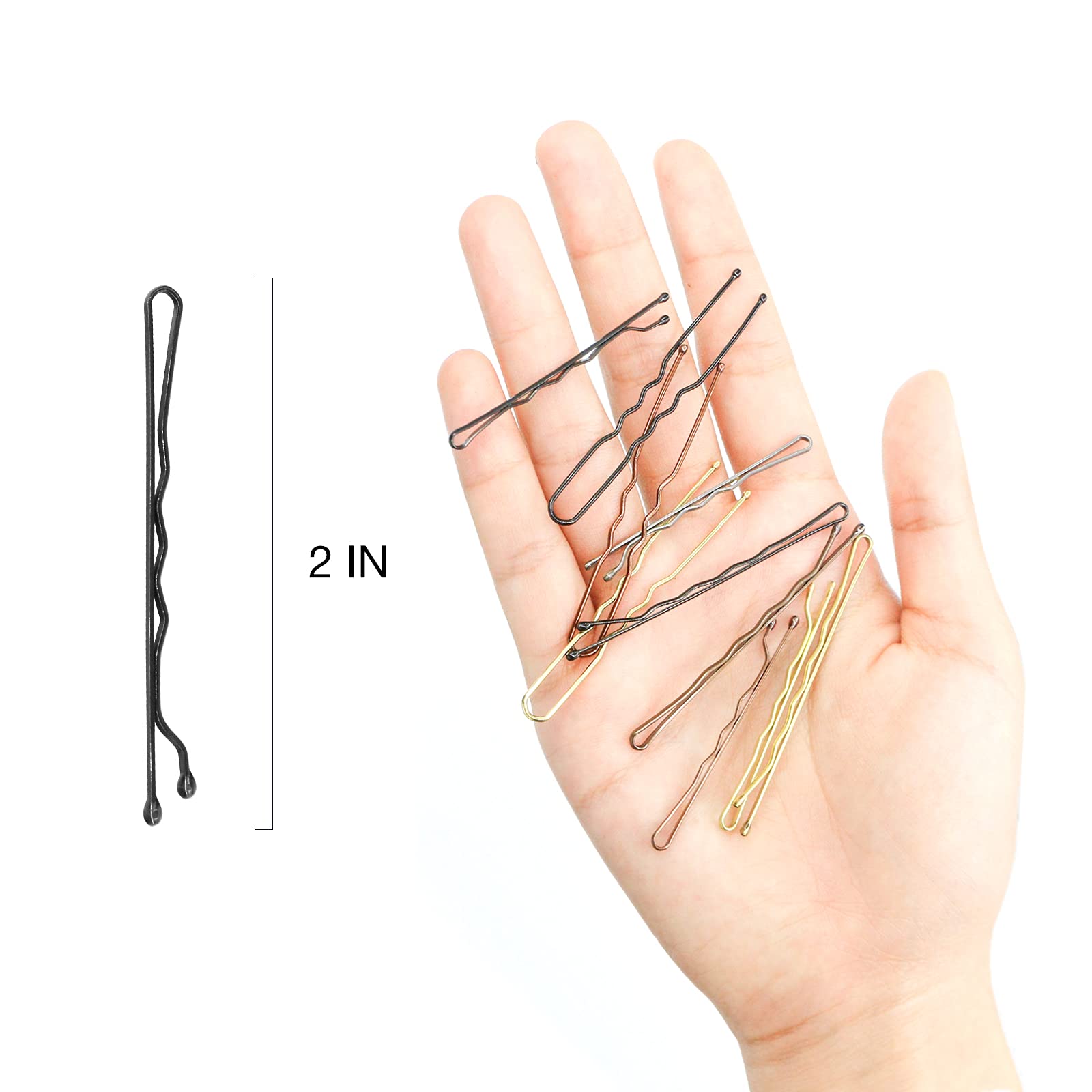 Hoyols Bobby Pin Black, Premium Hair Pins For Thick Hair, Secure Hold Wavy Slide Proof Hair Styling Pins 100 Count, 2 Inch (Blac