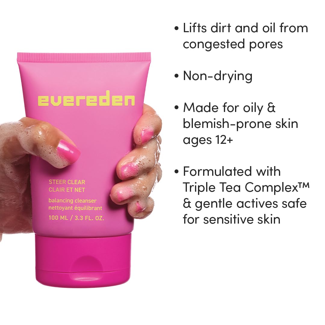Evereden Pre-Teen Collection: Triple Green Tea Steer Clear Balancing Jelly Cleanser Pre Teen Face Wash, Let'S Bounce Gel-Cream T