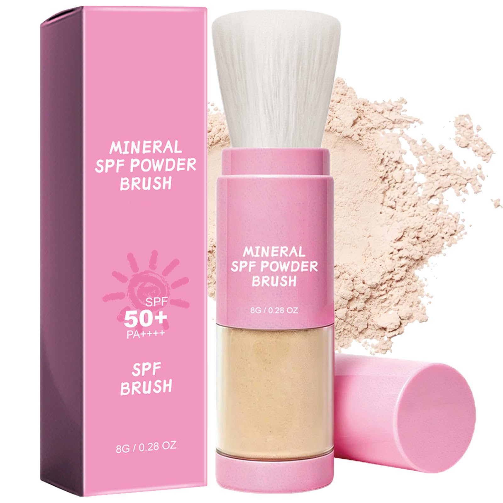 Mineral Sunscreen Setting Powder, SPF 50 Brush On Sunscreen Powder for Face