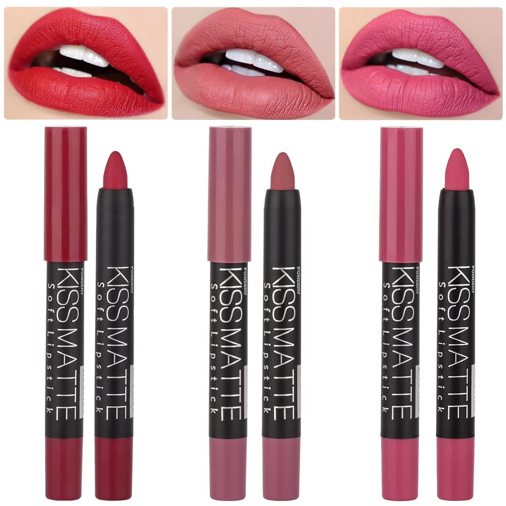 Bingbrush 3 Colors Moisture Smooth Lipstick Pack Set, Matte Color Stick Ultimate Lip Crayon For Makeup Collection - Nourishing W