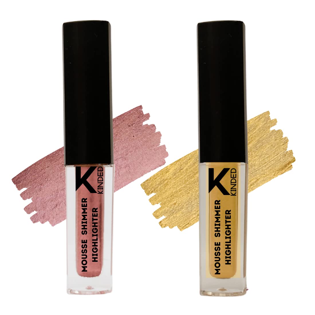 Kinded Mousse Shimmer Highlighter Illuminator Liquid Multipurpose Chrome Metallic Bronzer Blush Eye Shadow For Face Makeup Shine