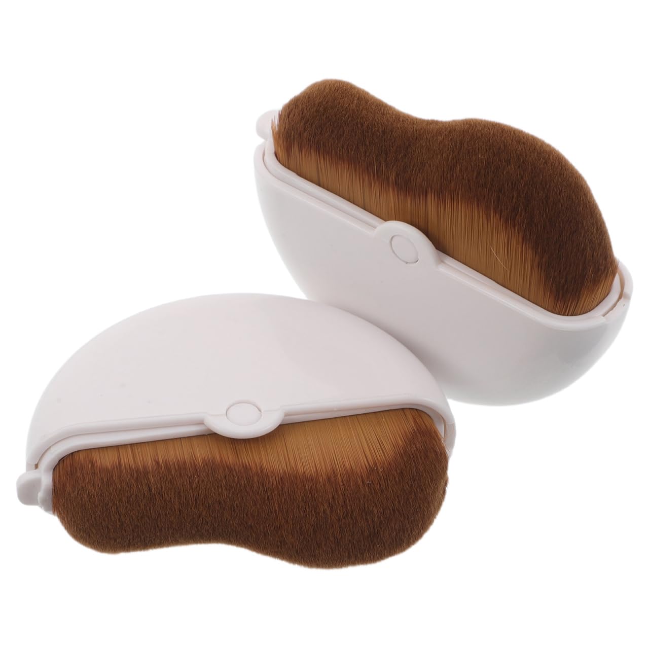 TOVINANNA Foundation Brush Set 2pcs Wave Shape Makeup Applicator Brush with Rotatable Cover Soft Liquid Foundation for Bronzer P