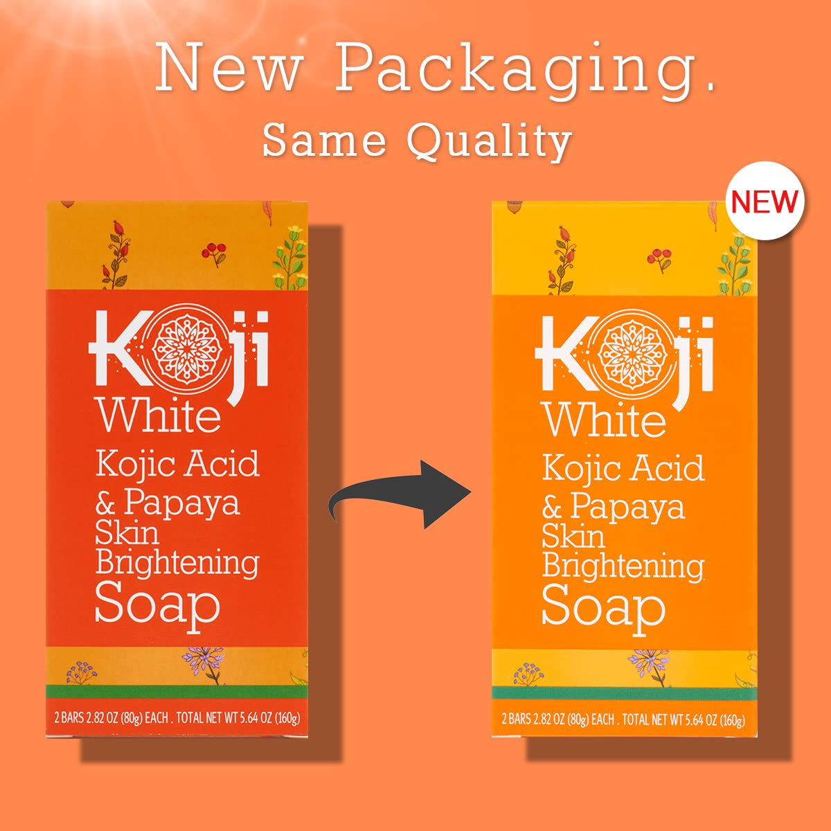 Koji White Kojic Acid & Papaya Skin Brightening Soap, Exfoliating Facial Bar, Radiant Skin, Rejuvenates, Moisturizer, Even Tone
