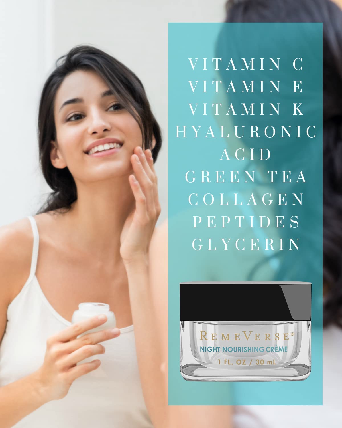 RemeVerse Night Nourishing Crme, Anti-Aging, Transforming, Nourishing Formula for all Skin Types. Oil-Free, Hydrates with Hyalur