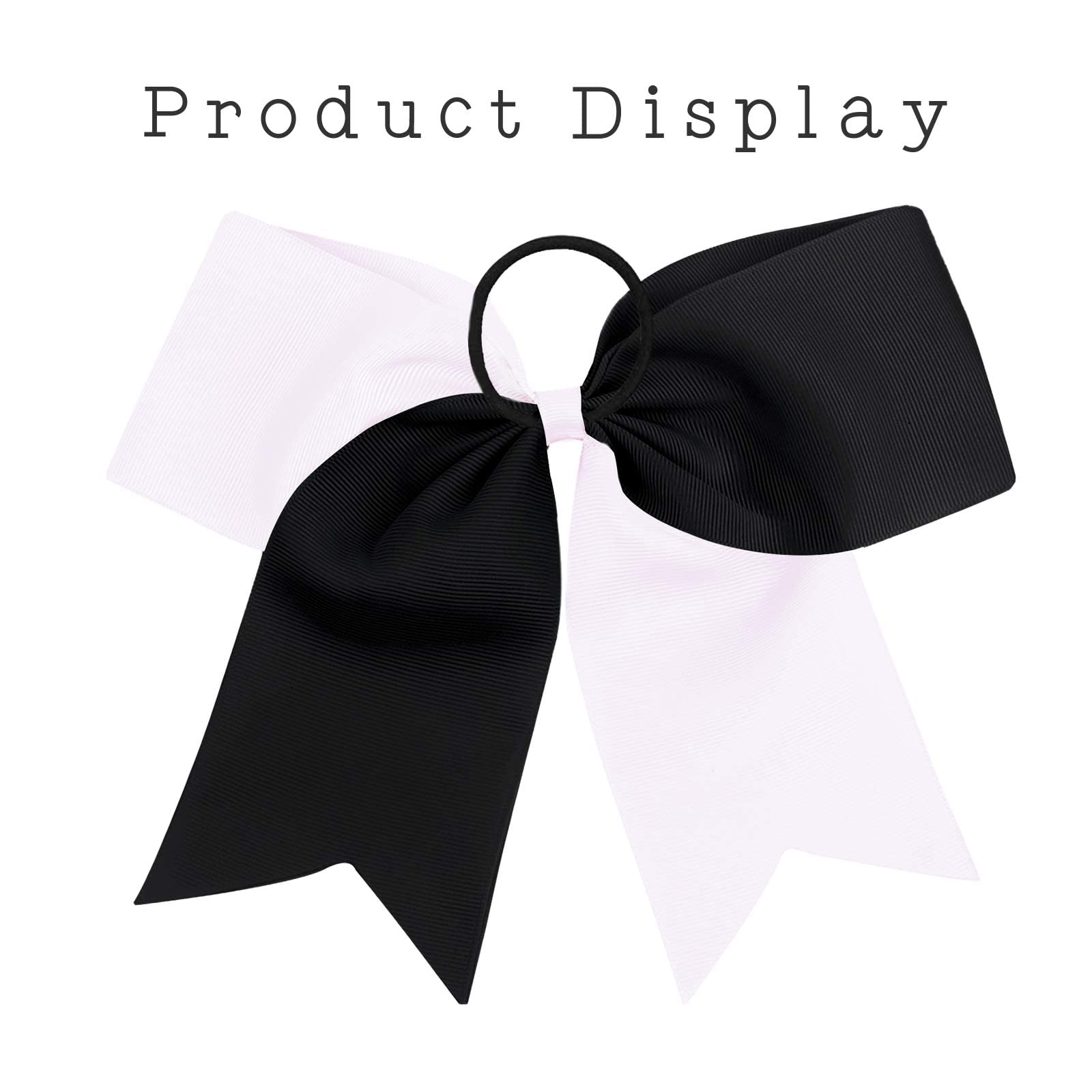 16Pcs 8 '' Large Cheer Hair Bows Ponytail Holder Elastic Band Handmade For Cheerleading Teen Girls College Sports (White/Black,