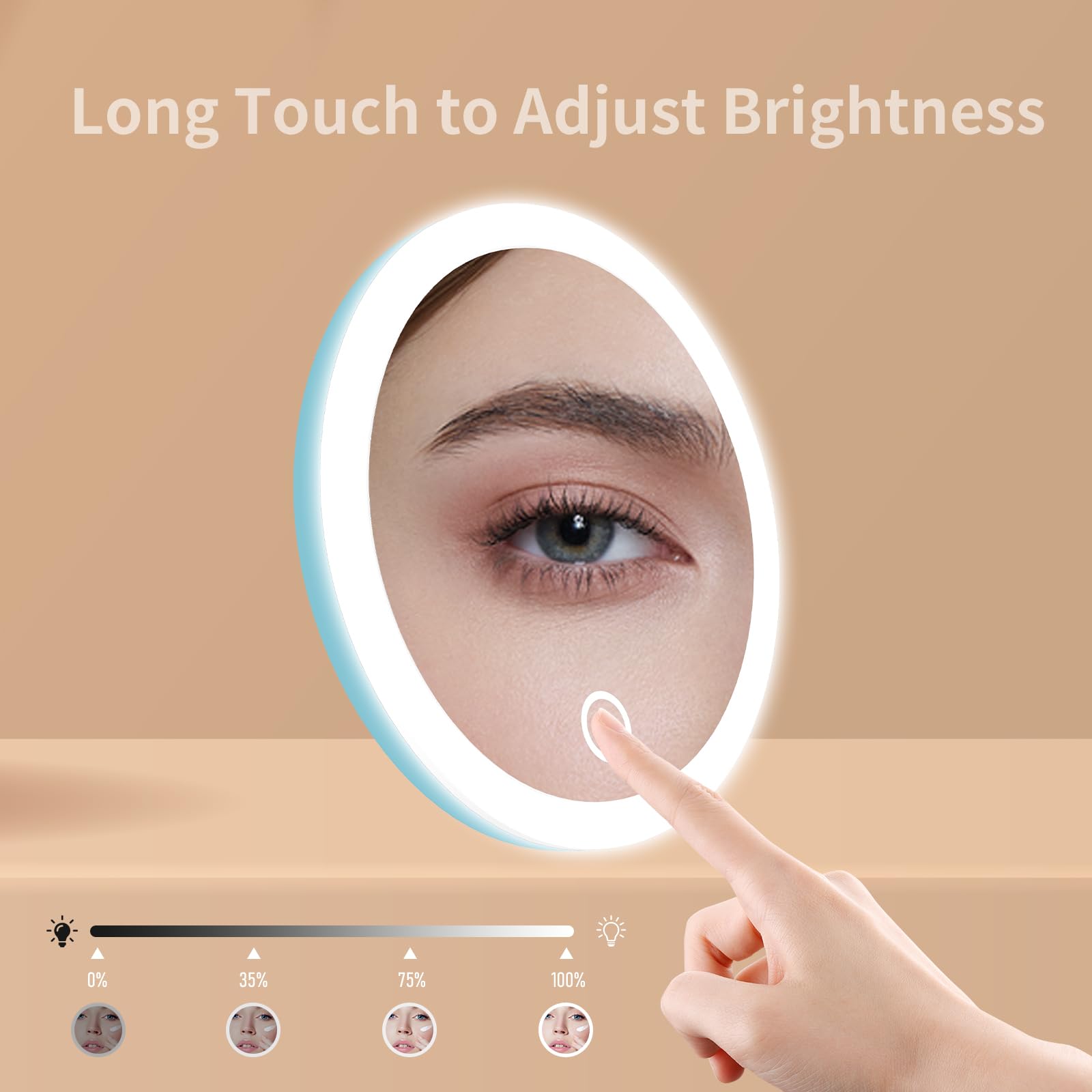 Travel Magnifying Mirror With Light 30X, 4Inch Rechargeable Lighted Magnified Mirror With Suction Cups, Small Magnifying Mirror