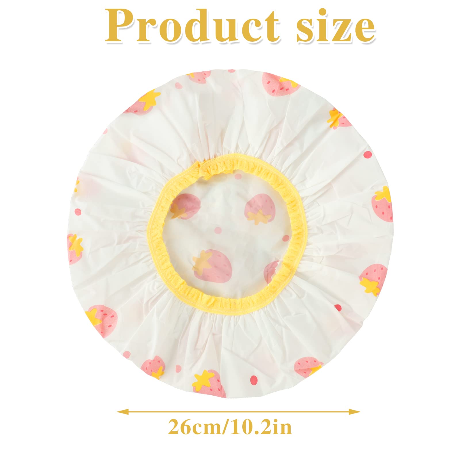 Waterproof Shower Caps, 3 Pcs Plastic Reusable Shower Caps Elastic Band Bath Caps For Women, Kids (Food)
