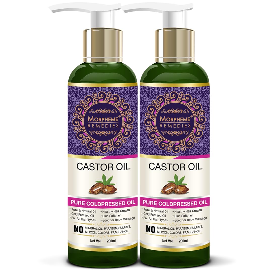 Morpheme Remedies Pure Cold Pressed Castor Oil For Hair & Skin Care, 200Ml - Pack Of 2