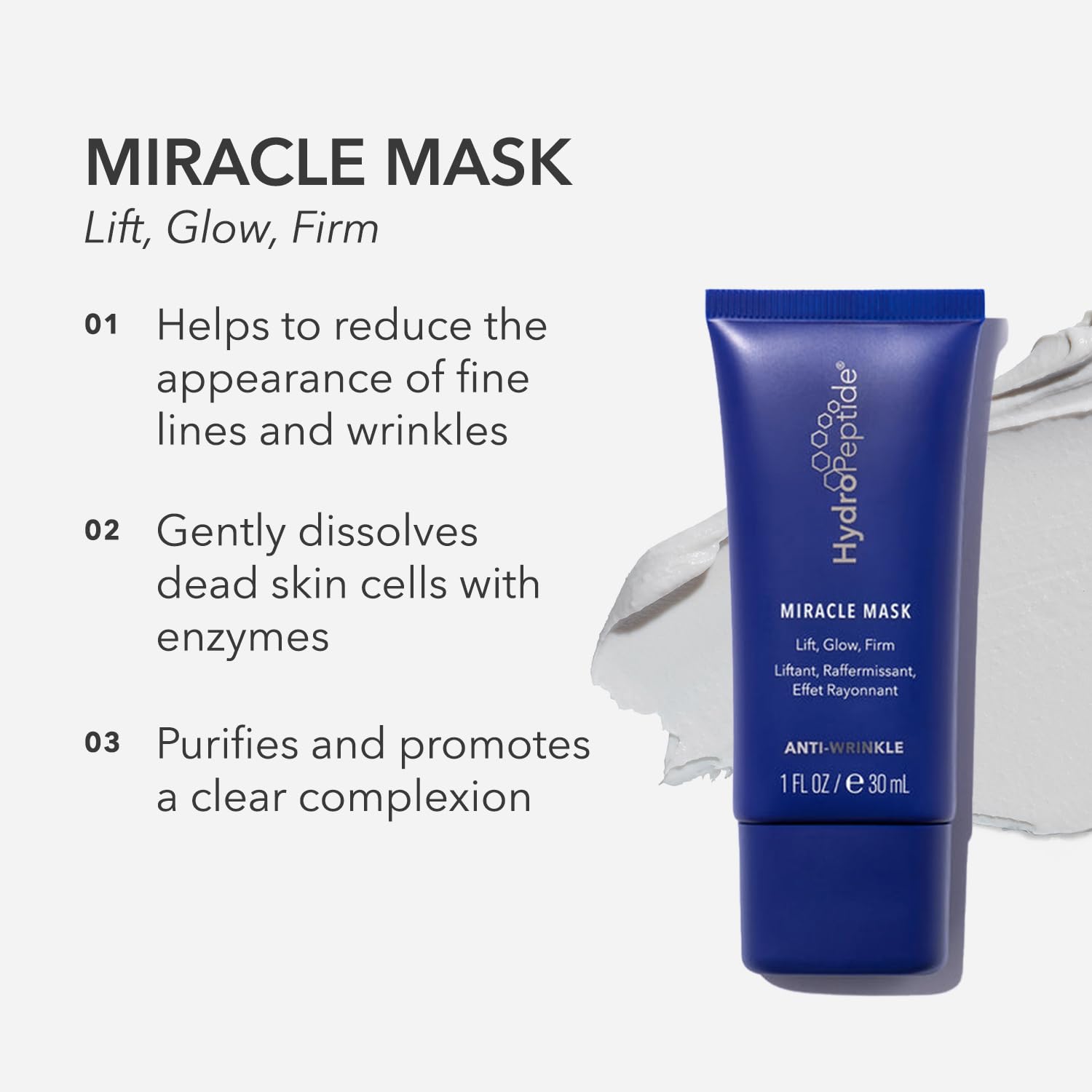 Hydropeptide Miracle Mask, Peptide Treatment To Lift, Glow & Firm, 0.5 Ounce