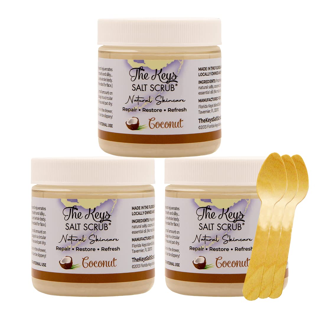 The Keys Sea Salt Scrub - Exfoliating Coconut Body Scrub, Hand Scrub, & Foot Scrub For Men, & Women, Salt Scrub Body Exfoliater,