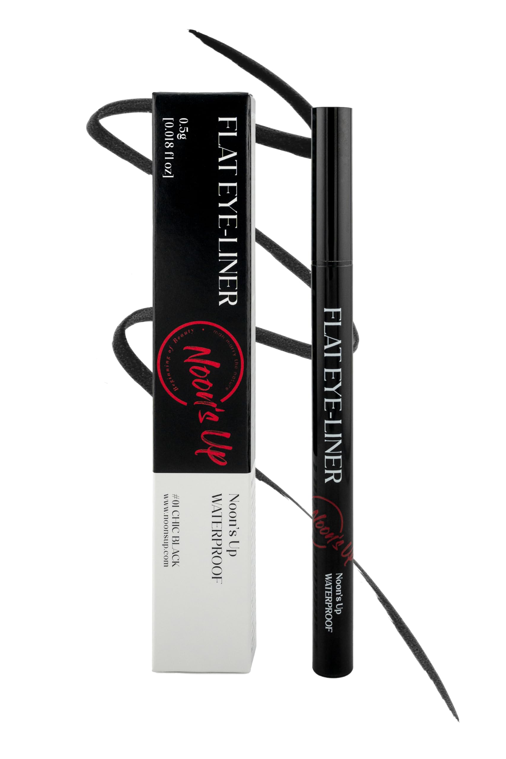 Noon'S Up Flat Eye-Liner - Waterproof Liquid Eyeliner Pen | Ultra-Slim & Bold Black Eyeliner | Quick-Dry & Waterproof Eyeliner L