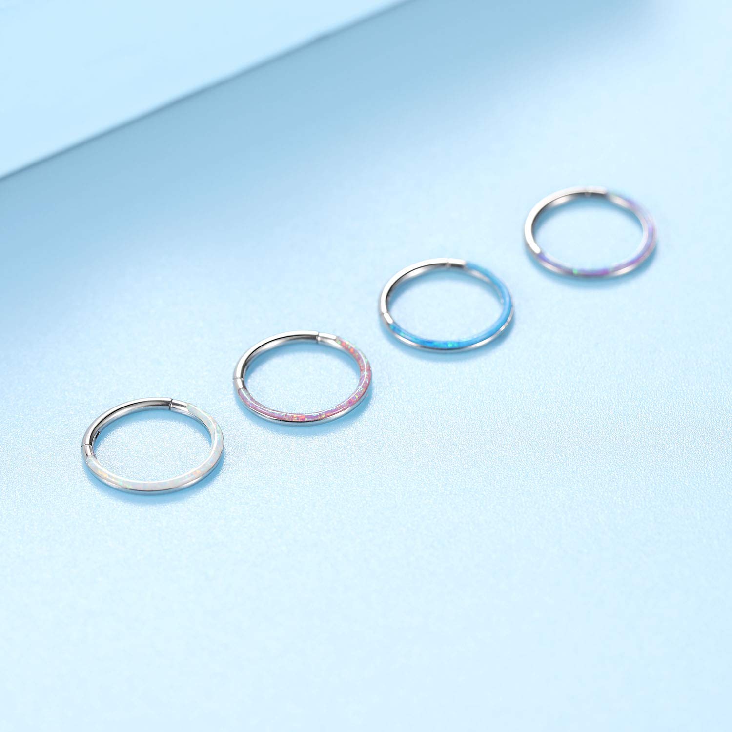 FUNLMO 16G Septum Ring 10mm Daith Rook Earrings Clicker Nose Rings Helix Daith Septum Rook Conch Piercing Jewelry Surgical Steel