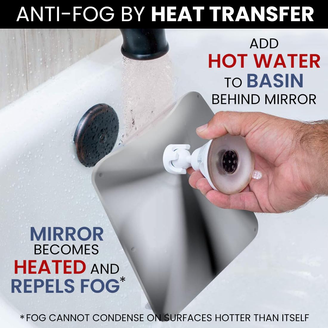 MIRRORVANA Fogless Shower Mirror for Shaving with Razor Holder and Dual Anti Fog Design - Upgraded 360 Swivel Suction Cup with B