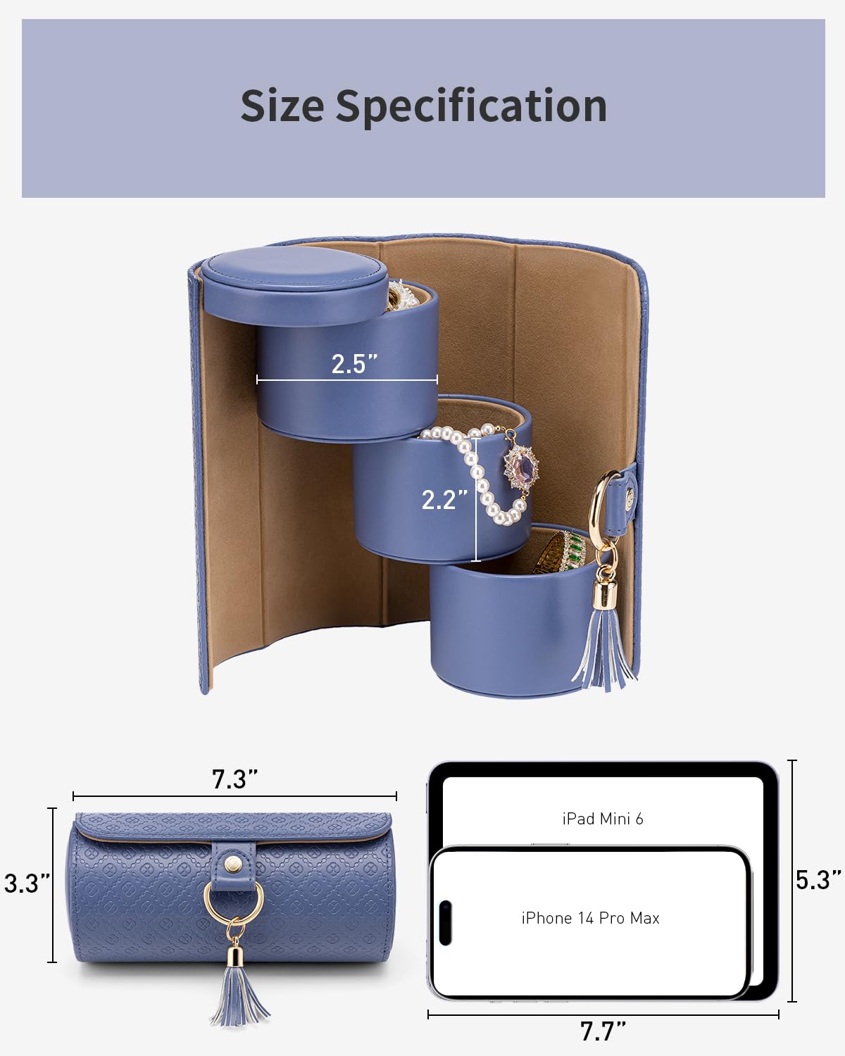 Vlando Christmas Gifts for Mom, Women, Wife - Travel Jewelry Oragnizer, 3-Layer Jewelry Storage Box, Travel Essential Accessorie