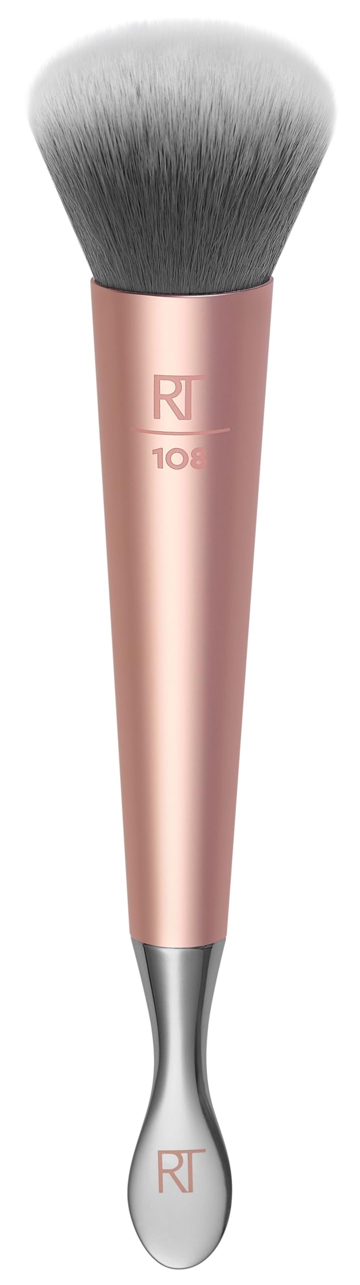 REAL TECHNIQUES Dual-Ended Primer Facial Skincare Brush & Stainless Steel Scoop, 1 Count, Pink