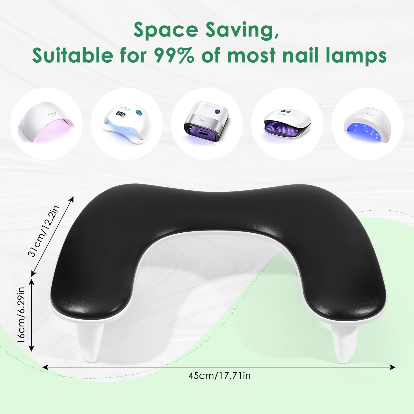 Lionvison Arm Rest For Nails Tech U Shaped - Comfortable Manicure Nail Hand Rest Pillow Cushion, Pu Leather Nail Armrest Stand F