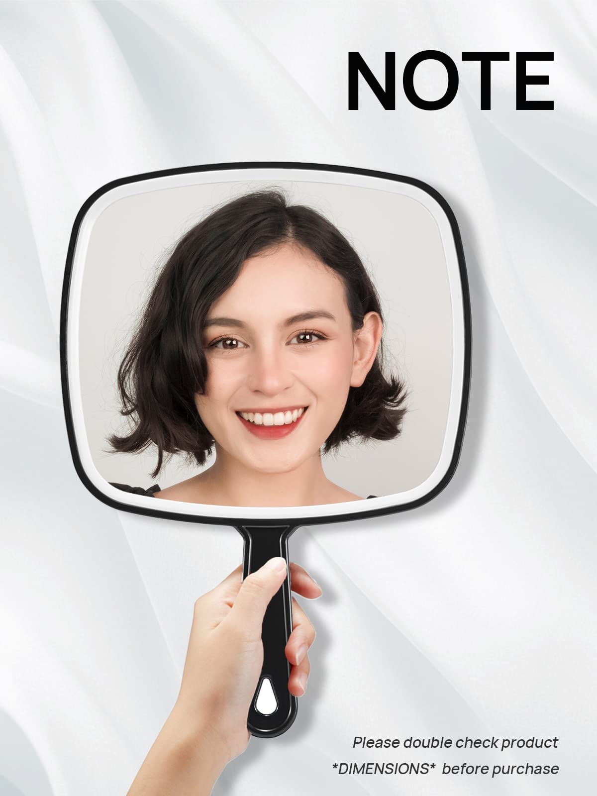 Omiro Hand Mirror, Extra Large Black Handheld Mirror With Handle, 9'' W X 12.4'' L (Pack Of 3)