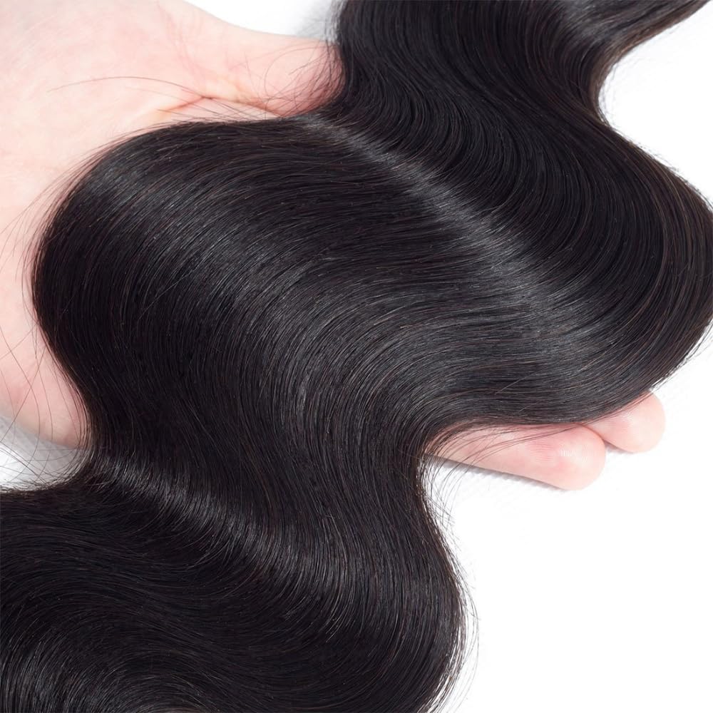 10A Brazilian Virgin Human Hair Bundles - 18 20 Inch Body Wave Weave - 100% Unprocessed Hair Extensions - 2 Bundles Natural Blac
