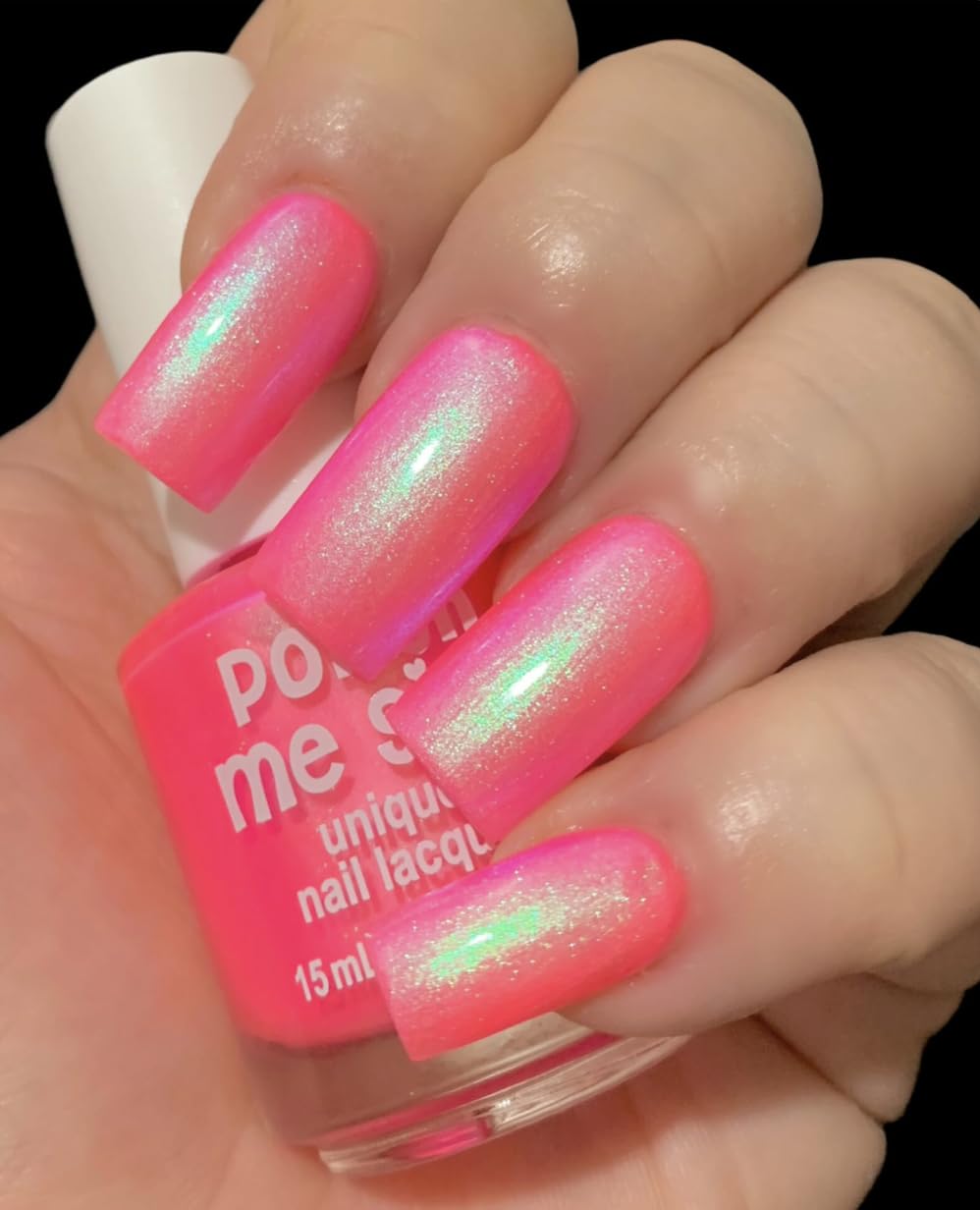 Polish Me Silly Ready Set Glow - Neon Pink Blue Green Neon Glow Pop Collection Multicolor Shifting: Mylar Oil Slick Nail Polish