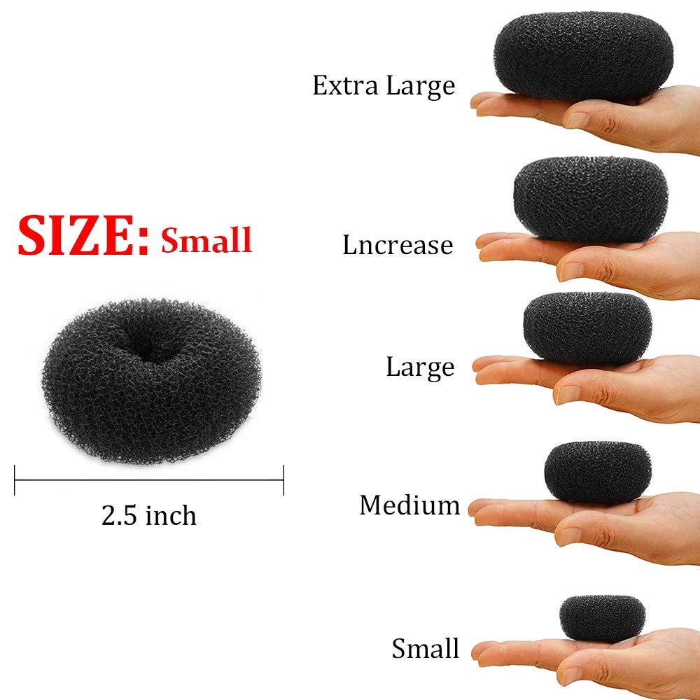 Extra Hair Donut Bun Maker for Kids, Ring Style Bun, 2PCS Chignon Hair Small Doughnut Shaper for Short and Thin Hair (Small, 2.5