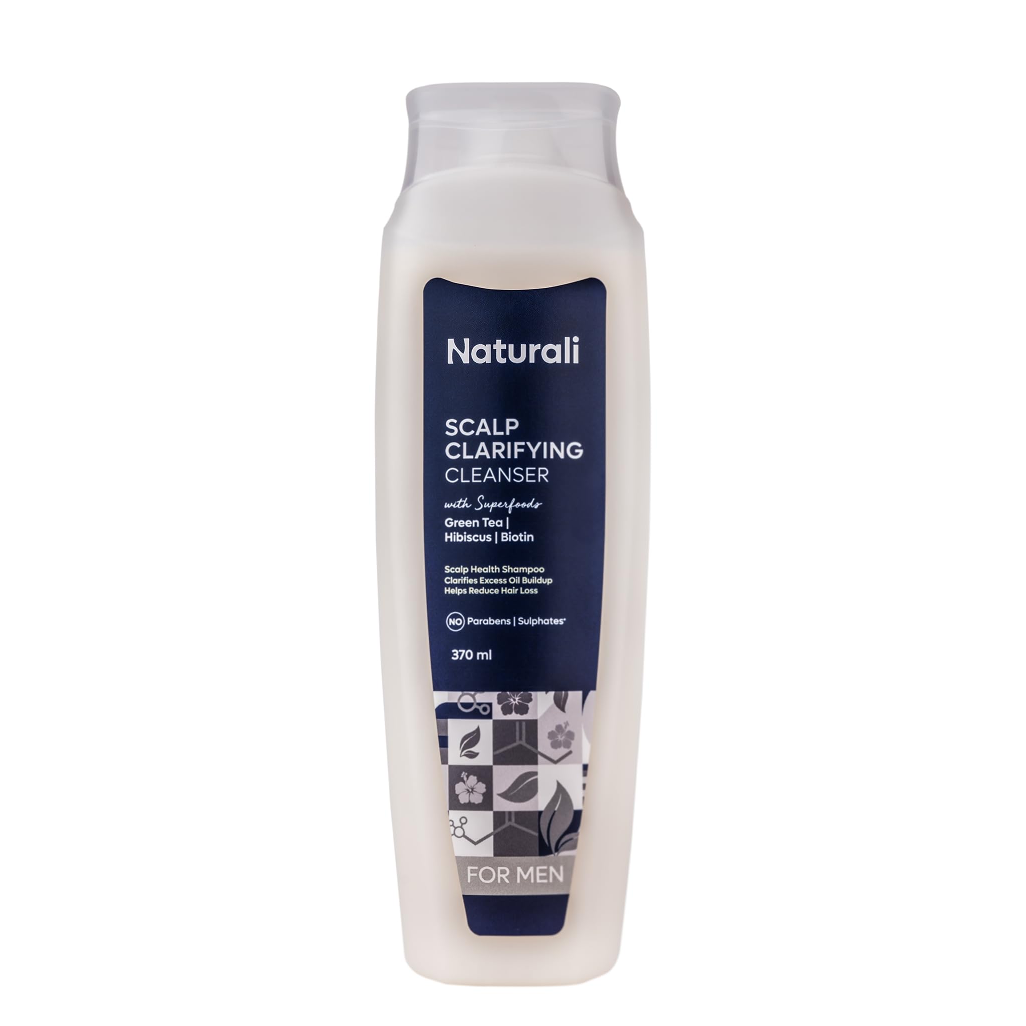 Naturali Scalp Clarifying AntiDandruff Shampoo For Men | Derma Approved Shampoo With Green Tea, Hibiscus & Biotin | Reduces Dan