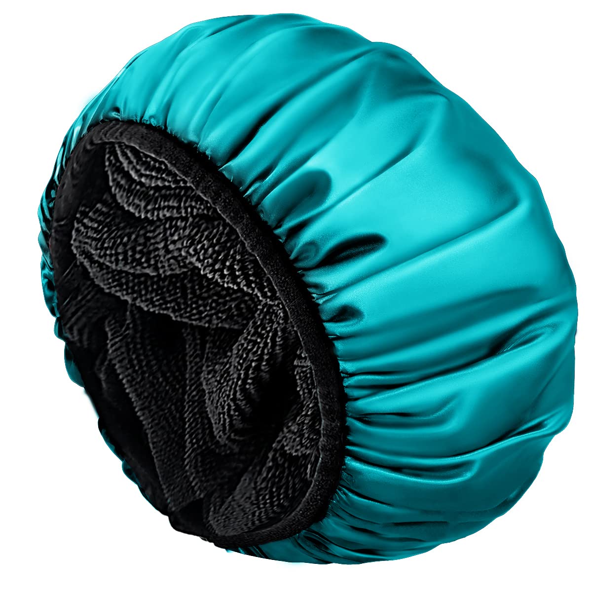 Aquior Shower Cap,Extra Large Triple Layer Bathing Cap With Dry Hair Function For Women Microfiber Terry Cloth Silky Satin 100%