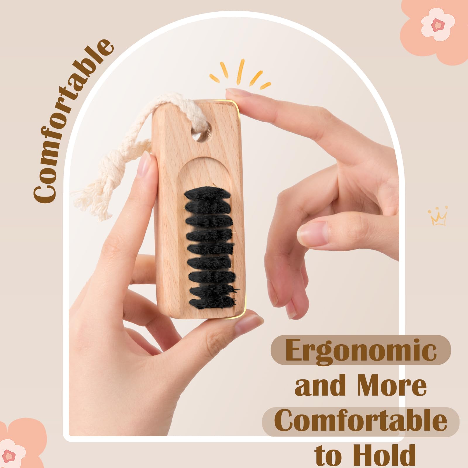 Pysona 2 Pack Nail Brush For Cleaning Fingernails Wooden Nail Scrub Brushes Fingernail Brush For Cleaning Toes And Nails, Two-Si