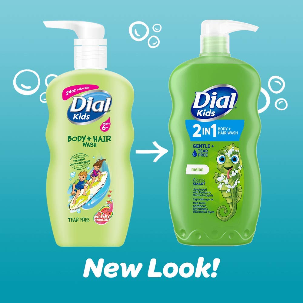 Dial Kids 2-in-1 Body+Hair Wash, Melon, 24 fl oz (Pack of 4)