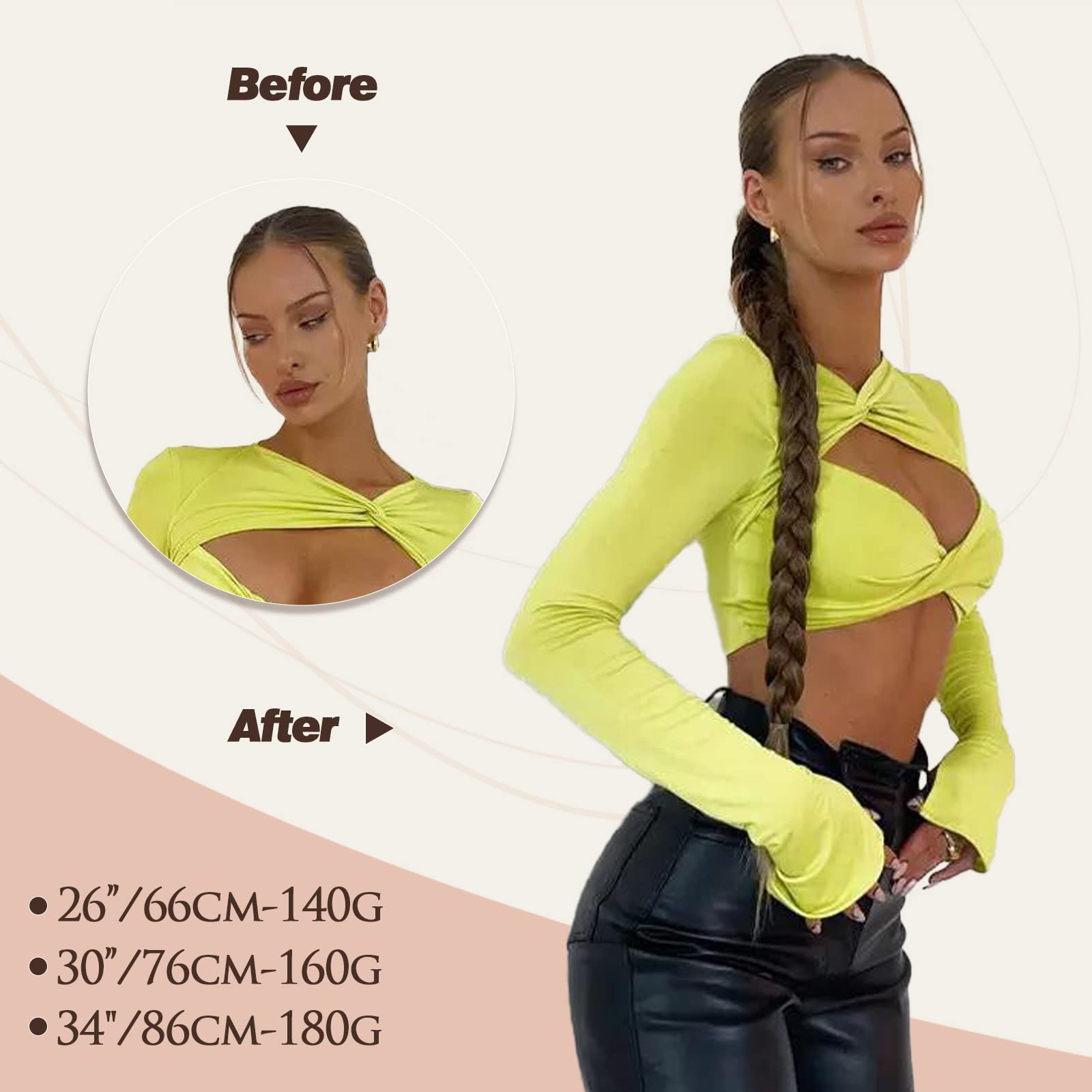 Barsdar 34 Inch Long Braided Ponytail Extension With Hair Tie - Straight Sleek Wrap Around Ombre Grey Braided Ponytail Hair Exte
