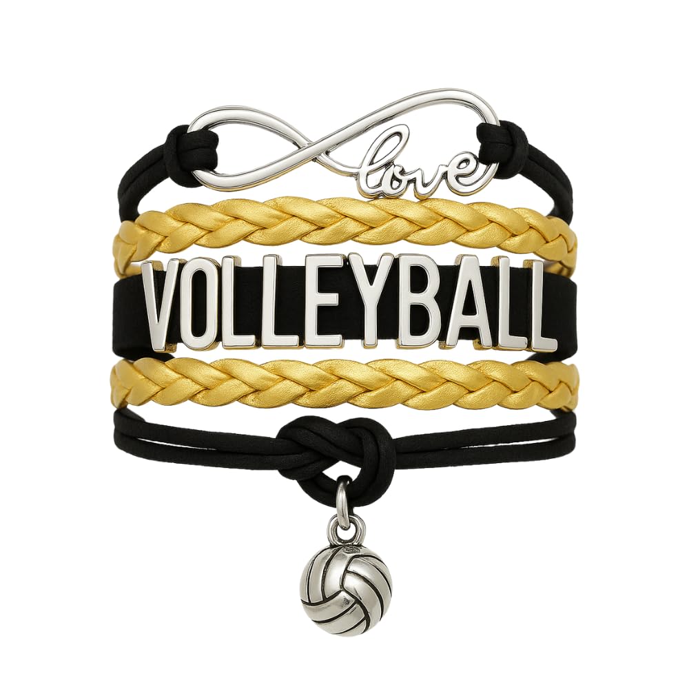 Volleyball Bracelet for Girls- Ideal Volleyball Gifts. Adjustable Charm Bracelet with Infinity Symbol & Silver Volleyball Charm.