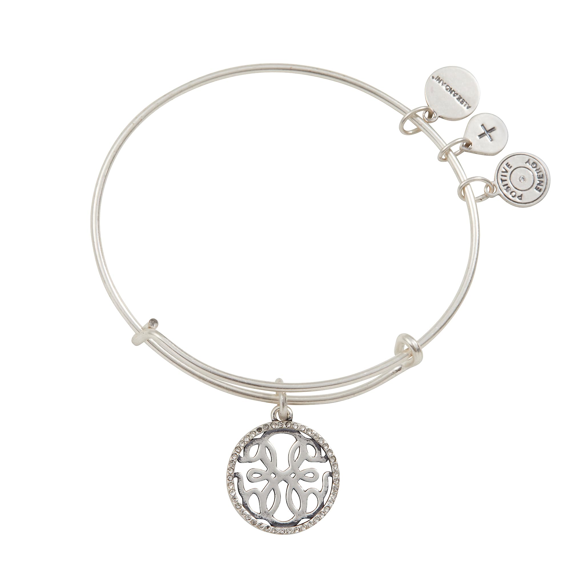Alex and Ani Path of Life Charm Bangle, Bangle Bracelet, Shiny Silver Finish, 2 to 3.5in