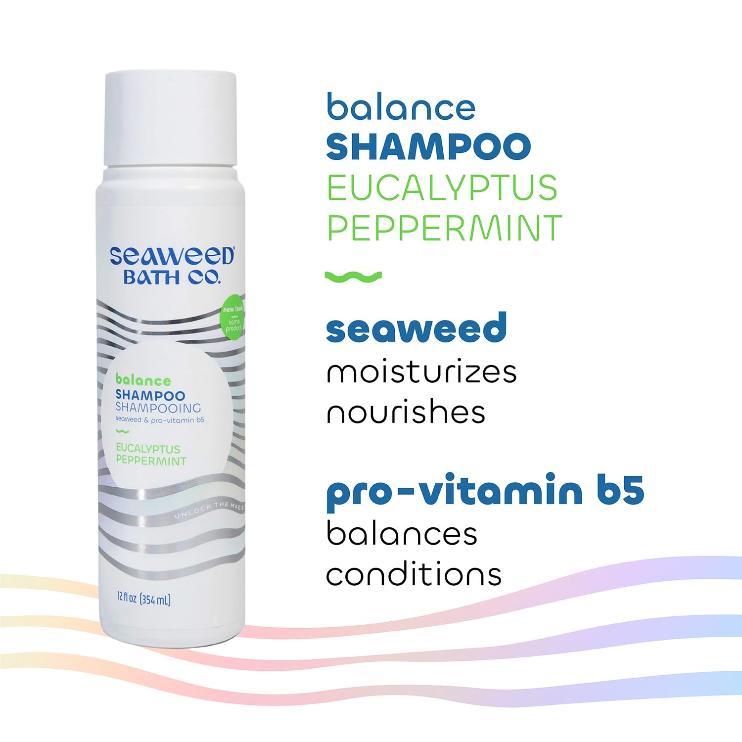Seaweed Bath Co. Balance Shampoo, Eucalyptus Peppermint Scent, 12 Ounce, Sustainably Harvested Seaweed, Pro Vitamin B5, For Norm