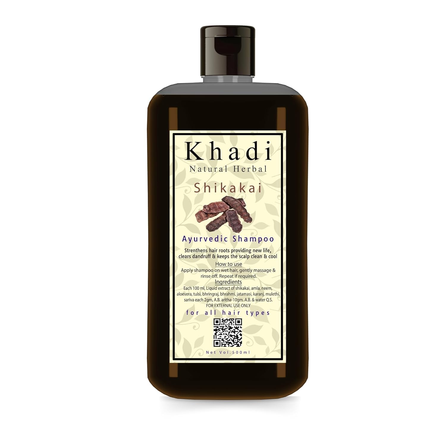 Khadi Natural Herbal 500Ml Shikakai Hair Cleanser Shampoo | Suitable For Dry & Frizzy Hair | Sls & Paraben Free Anti Dandruff Ha