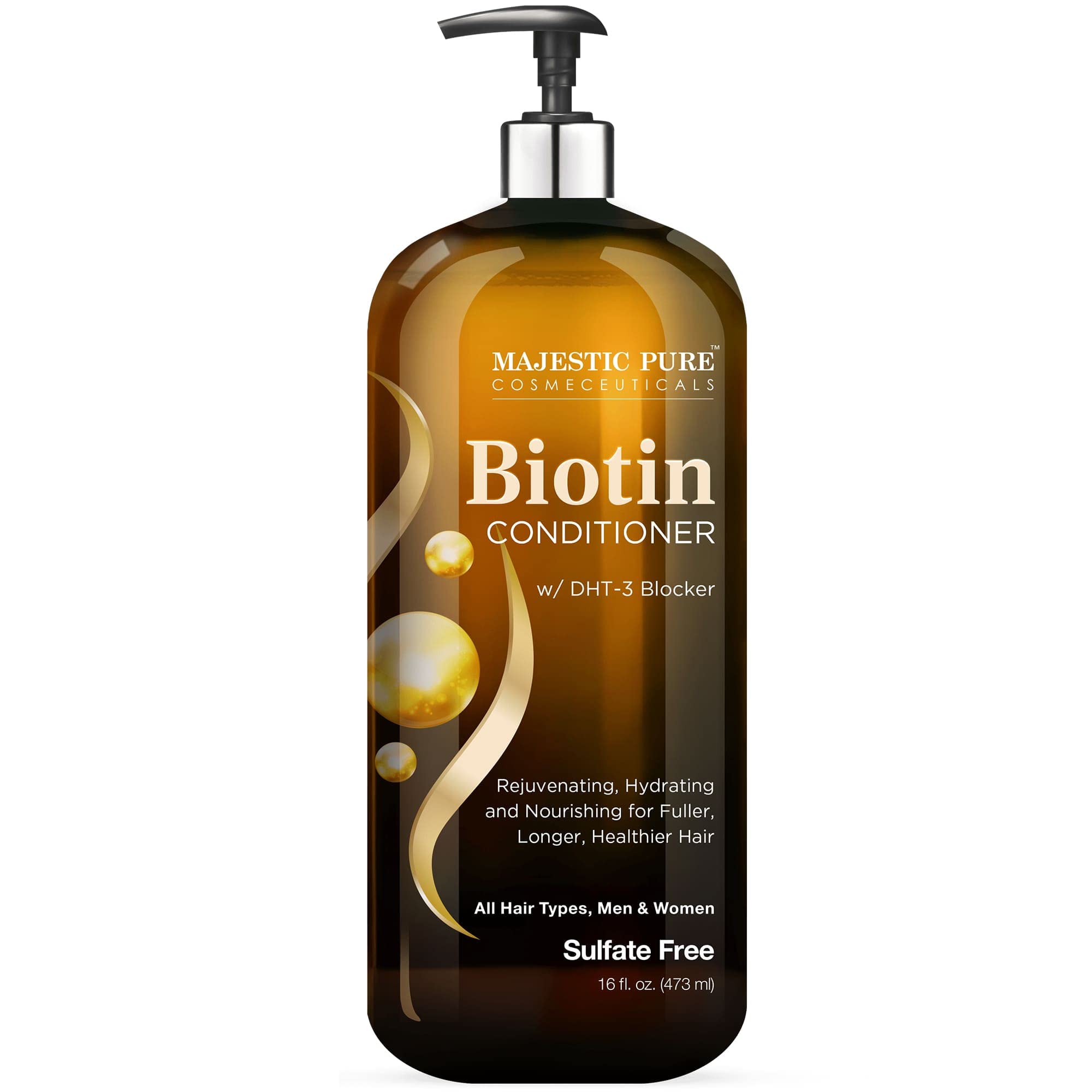 Majestic Pure Biotin Conditioner for Hair Loss - Thickening & Volumizing Conditioner, with DHT-3 Blocker, Keratin & Rosemary Oil