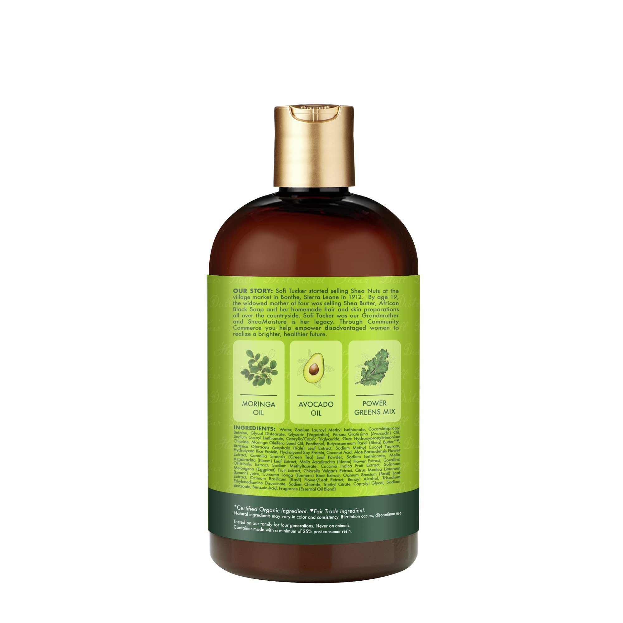 SheaMoisture Moringa Avocado Power Greens Shampoo, 13 FZ