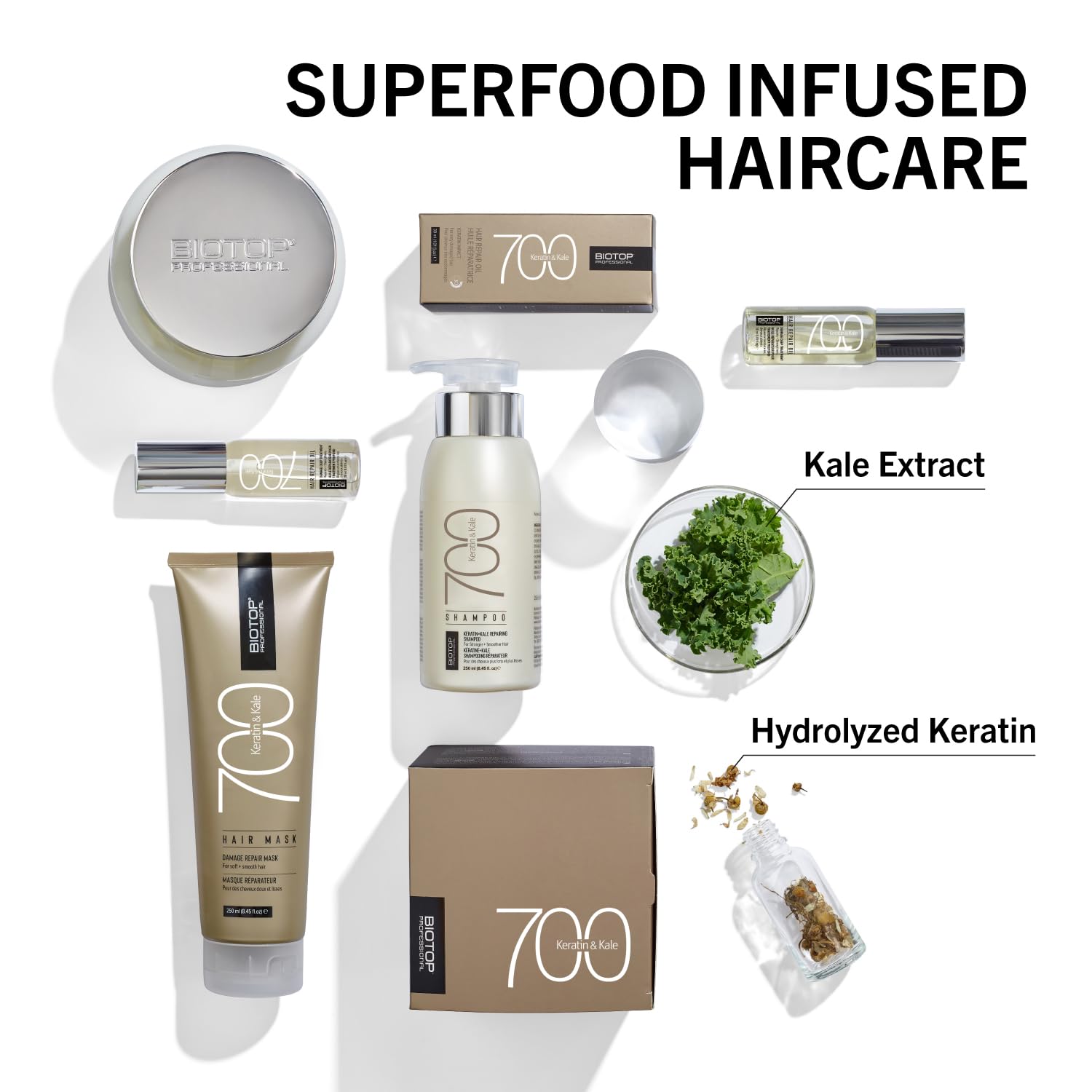 Biotop Professional 700 Keratin and Kale Silky Touch - Hair Styling Cream for Extra Shine & Polish - Flyaway Tamer - Frizz Contr