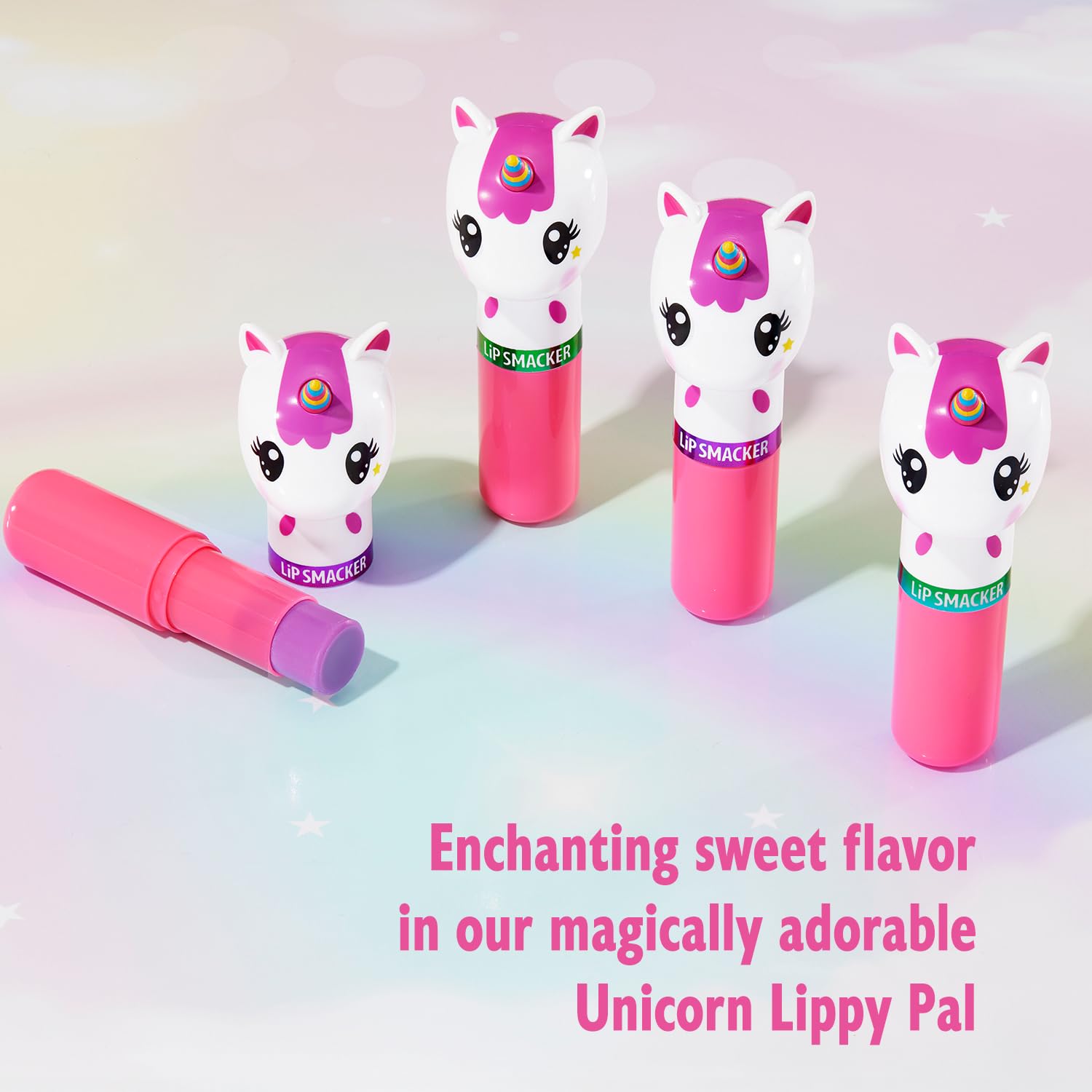 Lip Smacker Lippy Pals Unicorn, Flavored Moisturizing & Smoothing Soft Shine Lip Balm, Hydrating & Protecting Fun Tasty Flavors,