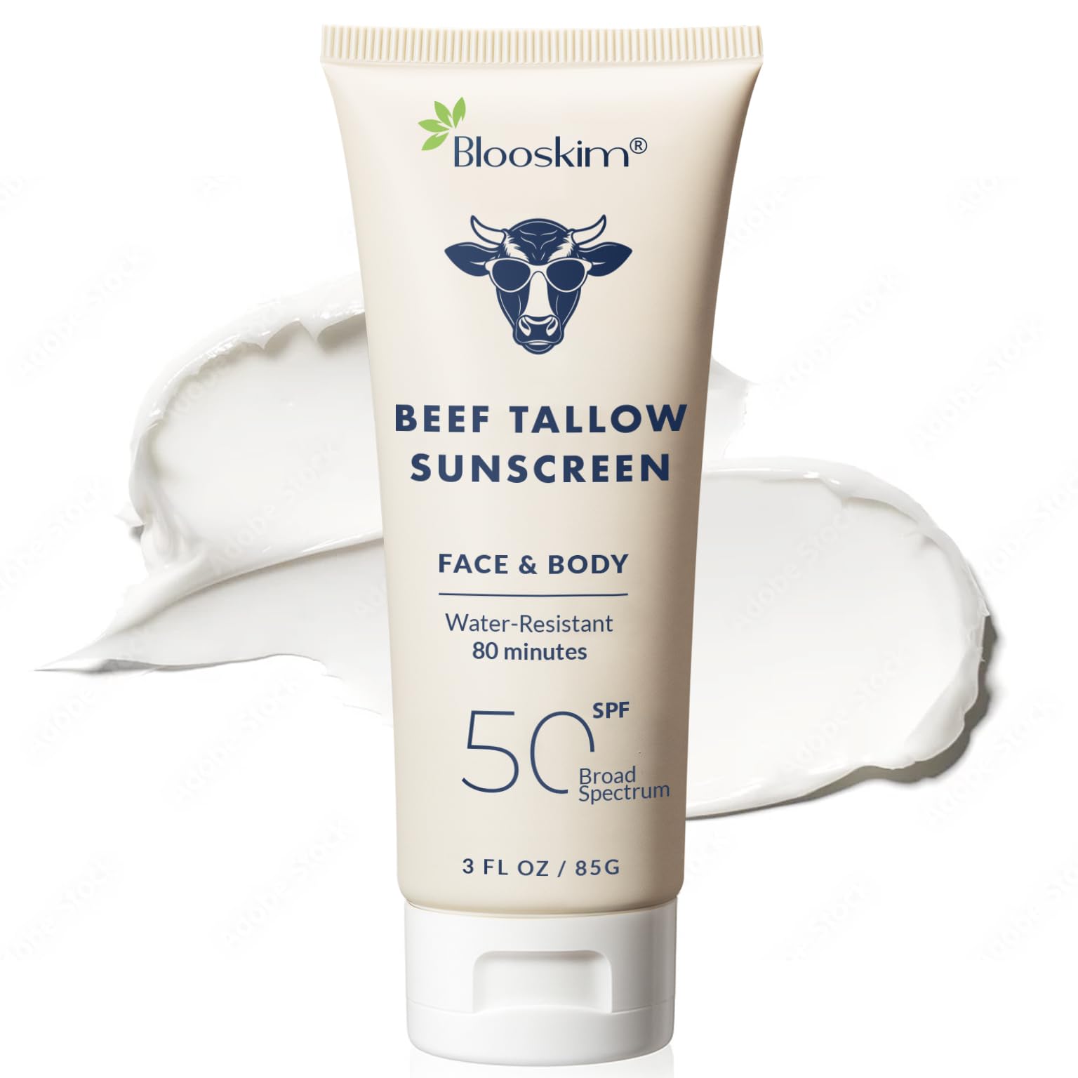 Blooskim Beef Tallow Sunscreen SPF 50: Natural Tallow & Zinc Oxide Sunblock Cream for Face & Body  Sun Protection with Non Grea