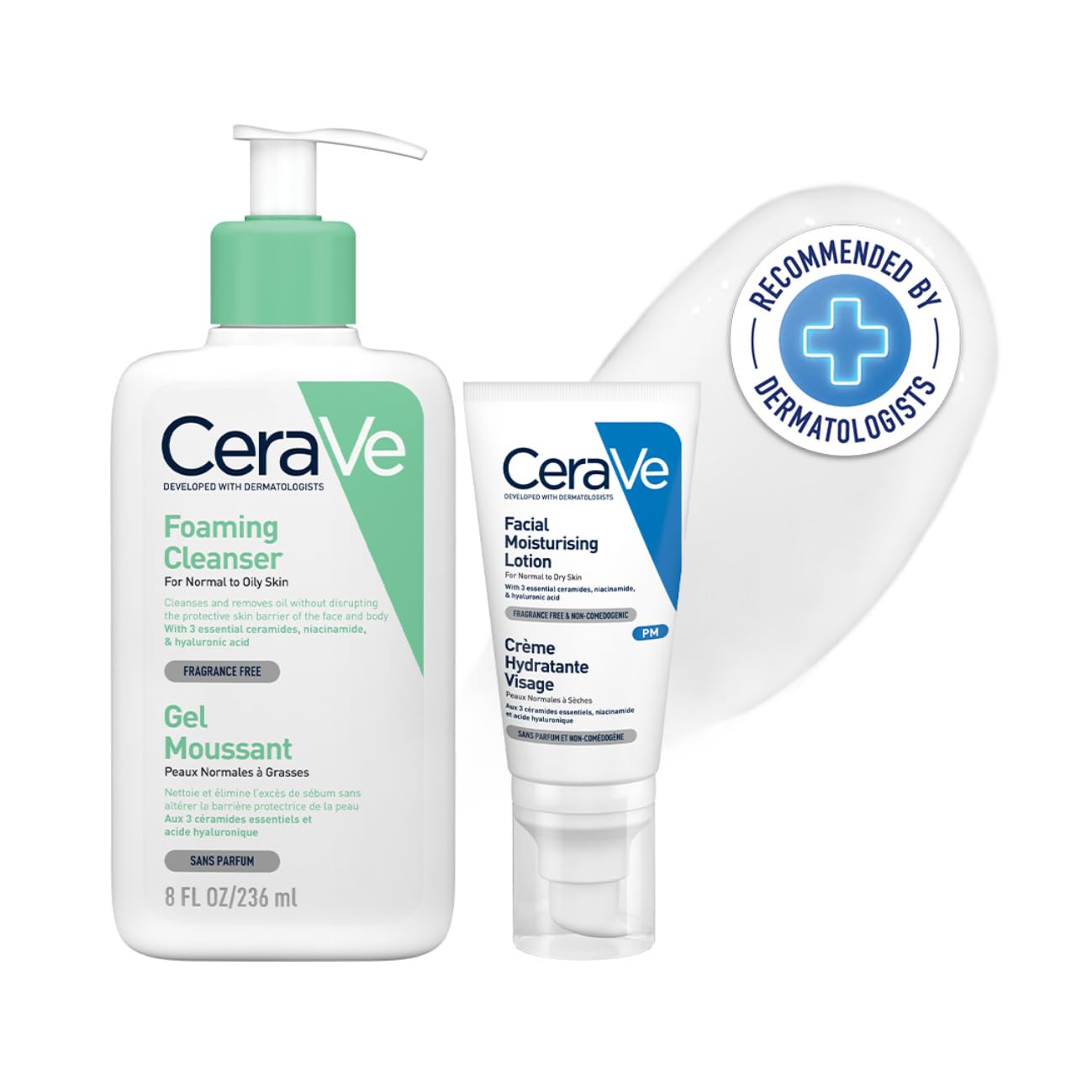Cerave Night Time Skincare Combo | Foaming Cleanser  DermatologistDeveloped Facewash 236 Ml & Pm Moisturizer  Formulated With